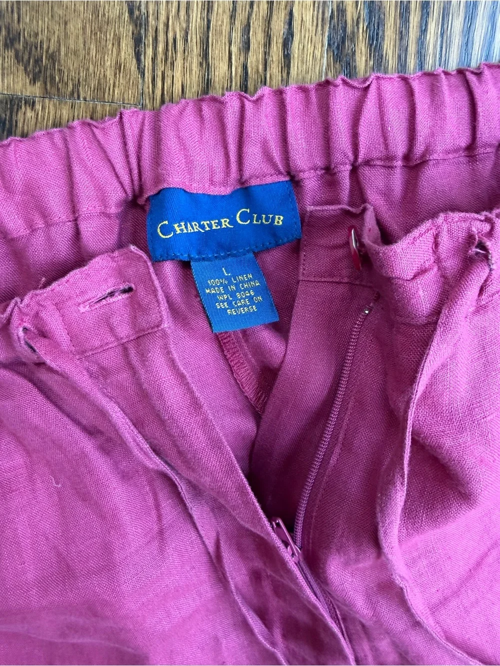 Charter Club Preppy Linen Wide-Leg Drawstring Nantucket Pants in Rose Pink